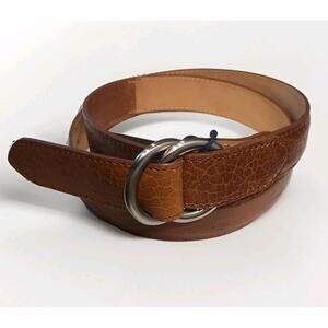 Peter Millar 32 Crown Crafted Pebble Bison Cognac O-ring Buckle Belt $230 NWT